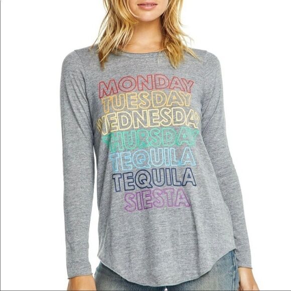 CHASER Heathered Gray Graphic Long Sleeve Tee Size Small - Picture 1 of 10